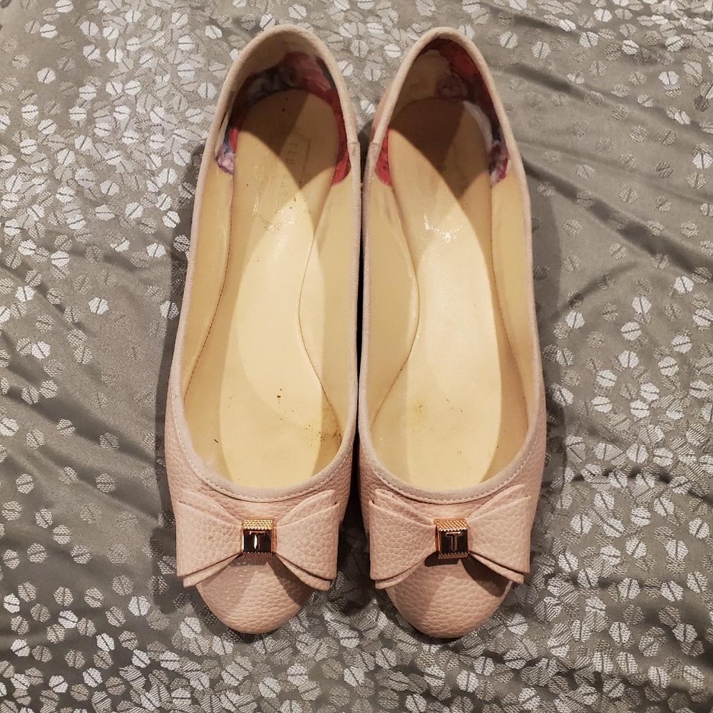 Ted Baker Pale Pink Bow Ballet Flats